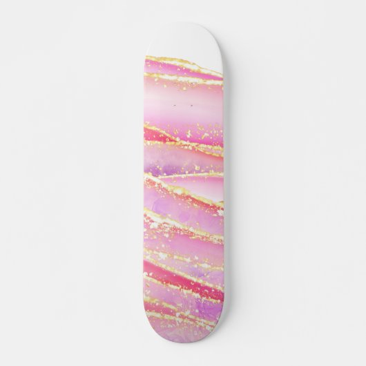 Roze Elegant Agaat Wavy Design Persoonlijk Skateboard (Voorkant)