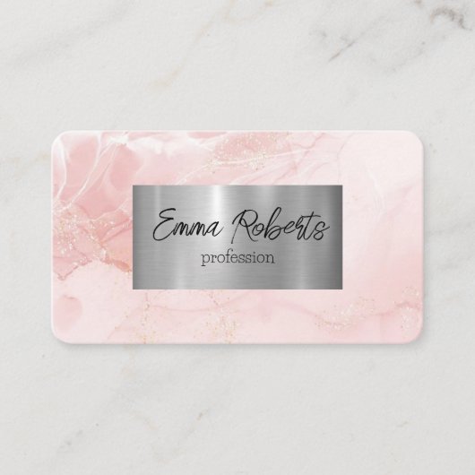 Roze Elegant Alcohol Ink Design Gouden Glitter Visitekaartje (Voorkant)