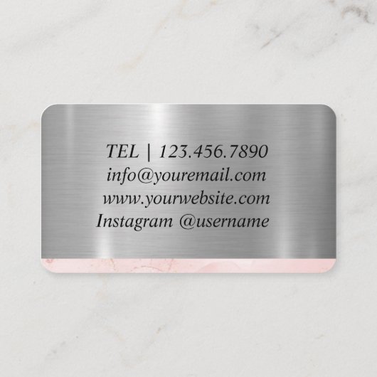 Roze Elegant Alcohol Ink Design Gouden Glitter Visitekaartje (Achterkant)