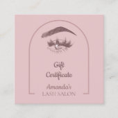 Roze Elegant Arc Beauty Salon Cadeaubon Vierkante Visitekaartje (Voorkant)