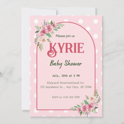 Roze Elegant Baby shower Kaart (Voorkant)