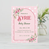 Roze Elegant Baby shower Kaart (Staand voorkant)