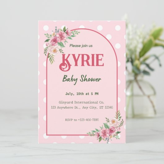 Roze Elegant Baby shower Kaart (Staand voorkant)