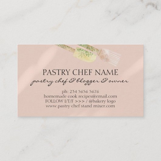 Roze Elegant Bakery Spatula Cake Cooking Visitekaartje (Achterkant)