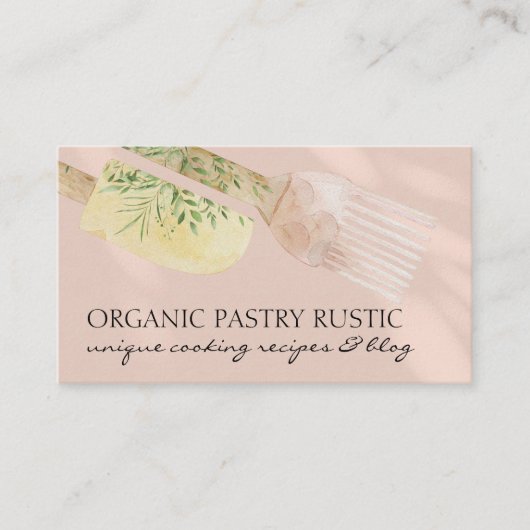 Roze Elegant Bakery Spatula Cake Cooking Visitekaartje (Voorkant)