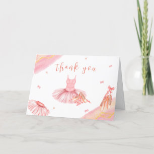 Roze Elegant Ballerina Meisje Baby shower Bedankkaart