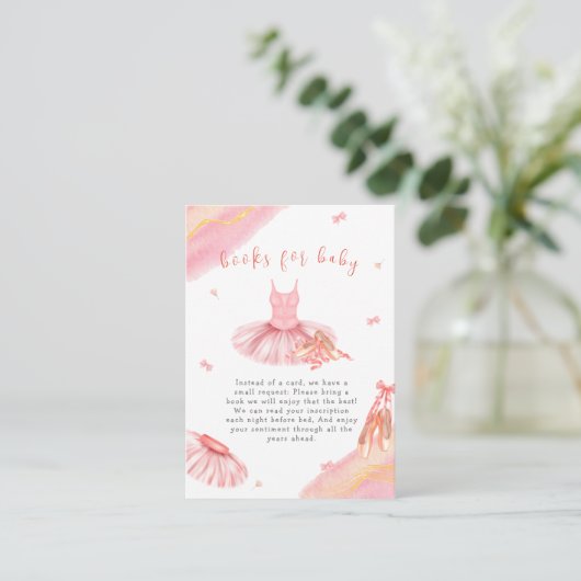 Roze Elegant Ballerina Meisje Boeken Voor Baby sho Informatiekaartje (Staand voorkant)