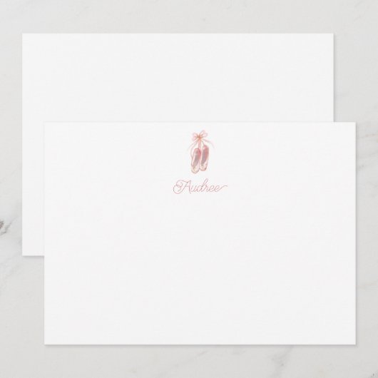 Roze Elegant Ballerina Schoenen Flat Bedankkaart (Voorkant / Achterkant)