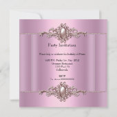 Roze Elegant Birthday Party Pearl Kaart (Achterkant)