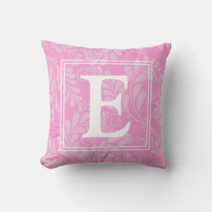 Roze Elegant Bloeiend Sierkussen w / Initiaal