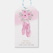 Roze Elegant Bloemen Ballerina Schoenen Baby showe Cadeaulabel (Voorkant)