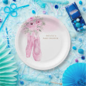 Roze Elegant Bloemen Ballerina Schoenen Baby showe Papieren Bordje (Feest)