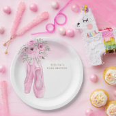 Roze Elegant Bloemen Ballerina Schoenen Baby showe Papieren Bordje (Feest)