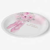 Roze Elegant Bloemen Ballerina Schoenen Baby showe Papieren Bordje (Gekanteld)