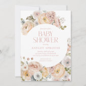 Roze Elegant  Bloemen Botanisch Baby shower Kaart (Voorkant)