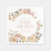 Roze Elegant  Bloemen Botanisch Baby shower Servet (Voorkant)