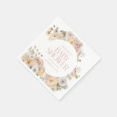 Roze Elegant  Bloemen Botanisch Baby shower Servet (Hoek)