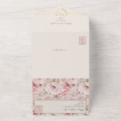 Roze Elegant Bloemen Bruiloft All In One Uitnodiging (Buitenkant)