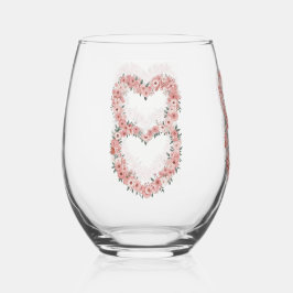 Roze Elegant Bloemen Lijst Drinkware Set Wijnglas Zonder Voet