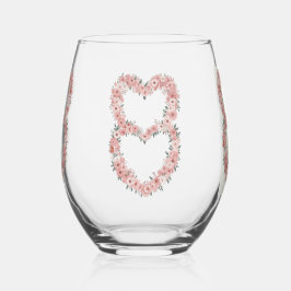 Roze Elegant Bloemen Lijst Drinkware Set Wijnglas Zonder Voet