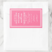 Roze Elegant Bruiloft Monogram Wijnfles Rechthoekige Sticker (Tas)