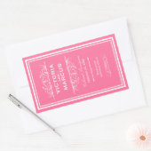 Roze Elegant Bruiloft Monogram Wijnfles Rechthoekige Sticker (Envelop)