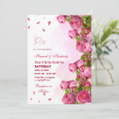 Roze Elegant Bruiloft - Romantische Tijdloze Herin Kaart (Staand voorkant)