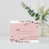 Roze Elegant Cherry Blossom Wedding Response RSVP Kaartje (Staand voorkant)