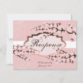 Roze Elegant Cherry Blossom Wedding Response RSVP Kaartje (Achterkant)