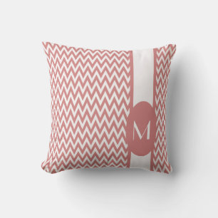 Roze Elegant Chevron Design met monogram Kussen