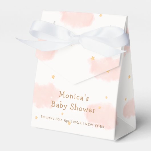 Roze Elegant Cloud Nine Meisje Baby shower Bedankdoosjes (Voorkant Zijde)