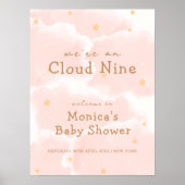 Roze Elegant Cloud Nine Meisje Baby shower Welkom Poster (Voorkant)