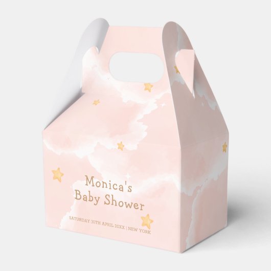 Roze Elegant Cloud Nine Stars Meisje Baby shower Bedankdoosjes (Achterkant)