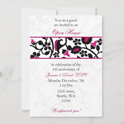 roze Elegant Corporate party Invitation Kaart (Voorkant)