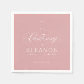 Roze Elegant Cross Script Kalligrafie doopsel Servet (Voorkant)