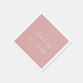Roze Elegant Cross Script Kalligrafie doopsel Servet (Hoek)