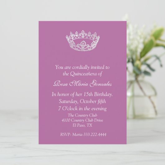 Roze Elegant Crown Quinceañera Kaart (Staand voorkant)
