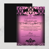 Roze Elegant Damask Bachelorette Party Uitnodiging (Voorkant / Achterkant)
