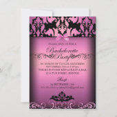 Roze Elegant Damask Bachelorette Party Uitnodiging (Voorkant)
