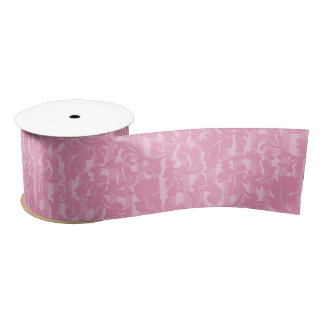 Roze elegant Damask en Stripes Satijnen Lint