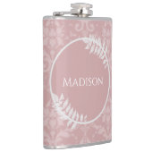 Roze Elegant Damask Flask Heupfles (Rechts)