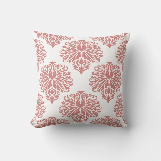Roze Elegant Damask Kussen (Voorkant)
