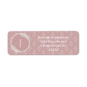Roze Elegant Damask Label (Voorkant)