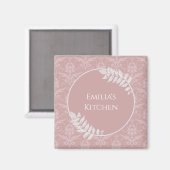 Roze Elegant Damask Magnet (Voorkant / Achterkant)