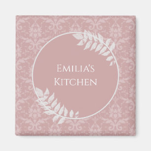 Roze Elegant Damask Magnet