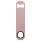 Roze Elegant Damask Persoonlijke Bar Key Speed Flessenopener (Achterkant)