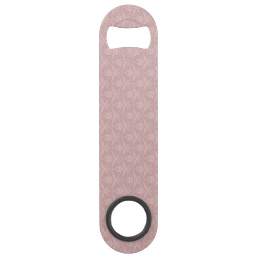Roze Elegant Damask Persoonlijke Bar Key Speed Flessenopener (Achterkant)