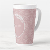 Roze Elegant Damask Persoonlijke Latte Mok (Rechterhoek)