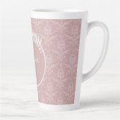 Roze Elegant Damask Persoonlijke Latte Mok (Rechts)