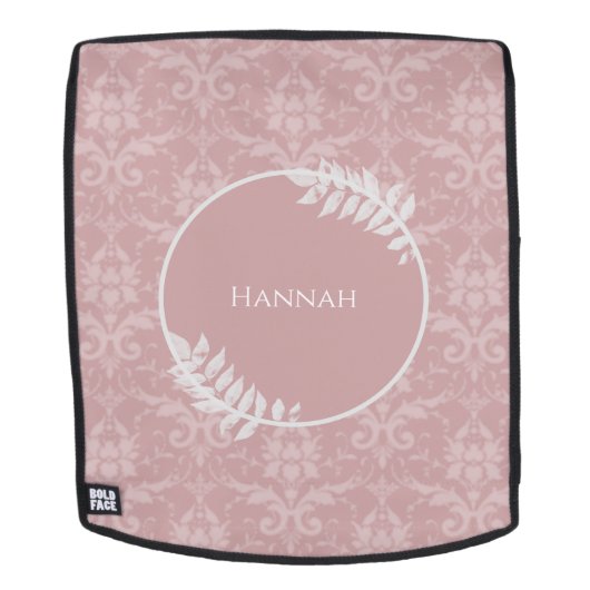 Roze Elegant Damask persoonlijke rugzak Rugtassen (Verwijderbaar gezicht)